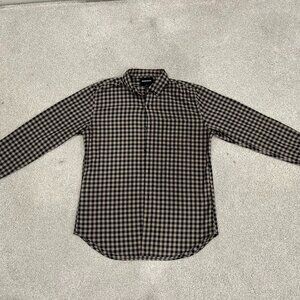 Bonobos Black and Tan Plaid (Gingham) Slim Lightweight Flannel Shirt Medium